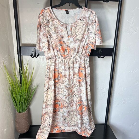 SHEIN paisley summer spring dress orange size XL - Picture 5 of 12